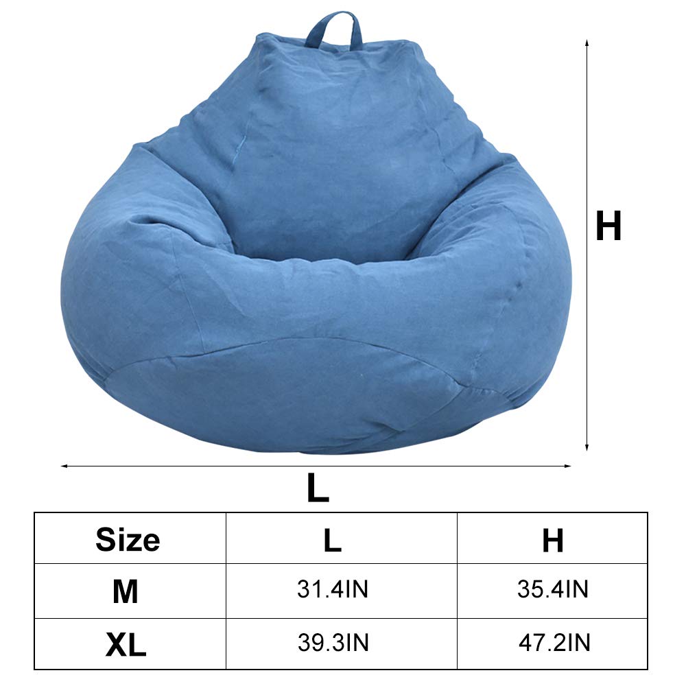 Premium Bean Bag Chair Cover (No Filler Included) - XL Blue Lounger Storage Sack for Adults & Kids - High Back Support for Gaming, Movie Nights & Relaxation