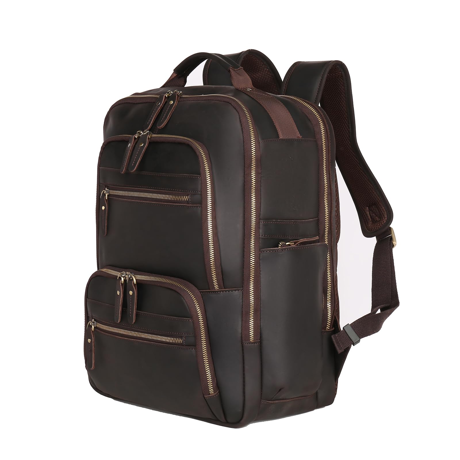 ZHYOL 17.3 Inch Vintage Full Grain Genuine Leather Backpack for Men - Durable Business Laptop Bag for Travel, Hiking & Daily Commute | Perfect for Work, College & Outdoor Adventures