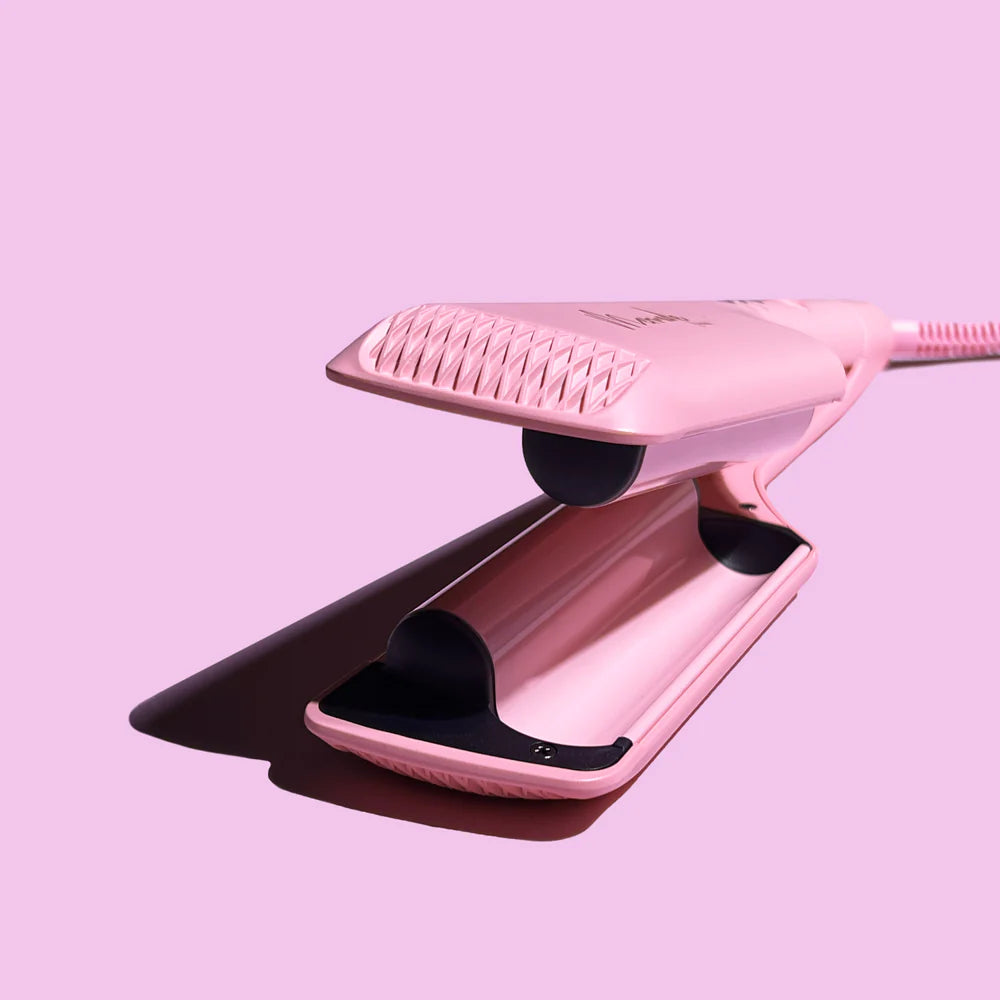 Mermade Hair Pink Double Waver - Professional 2-in-1 Curling Iron for Beach Waves & Loose Curls | Perfect for Parties, Weddings & Everyday Styling