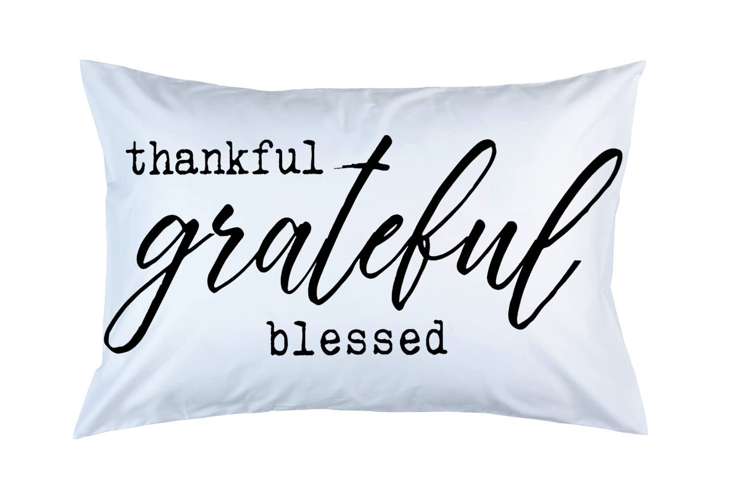 EKOBLA Grateful Blessed Quote Pillow Covers - 20x30 Inch Printed Decorative Pillowcases for Bedroom, Sofa, Hotel & Cafe Decor - Two-Sided Rectangle Cushion Covers for Home, Car and Living Room
