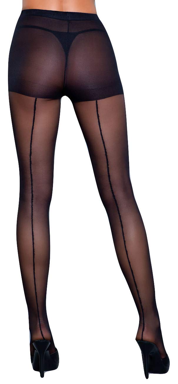 Sexy Sheer Back Seam Pantyhose Stockings - One Size Fits All - Comfortable & Stretchy Nylon Tights for Women - Perfect for Date Night, Office Wear & Special Occasions