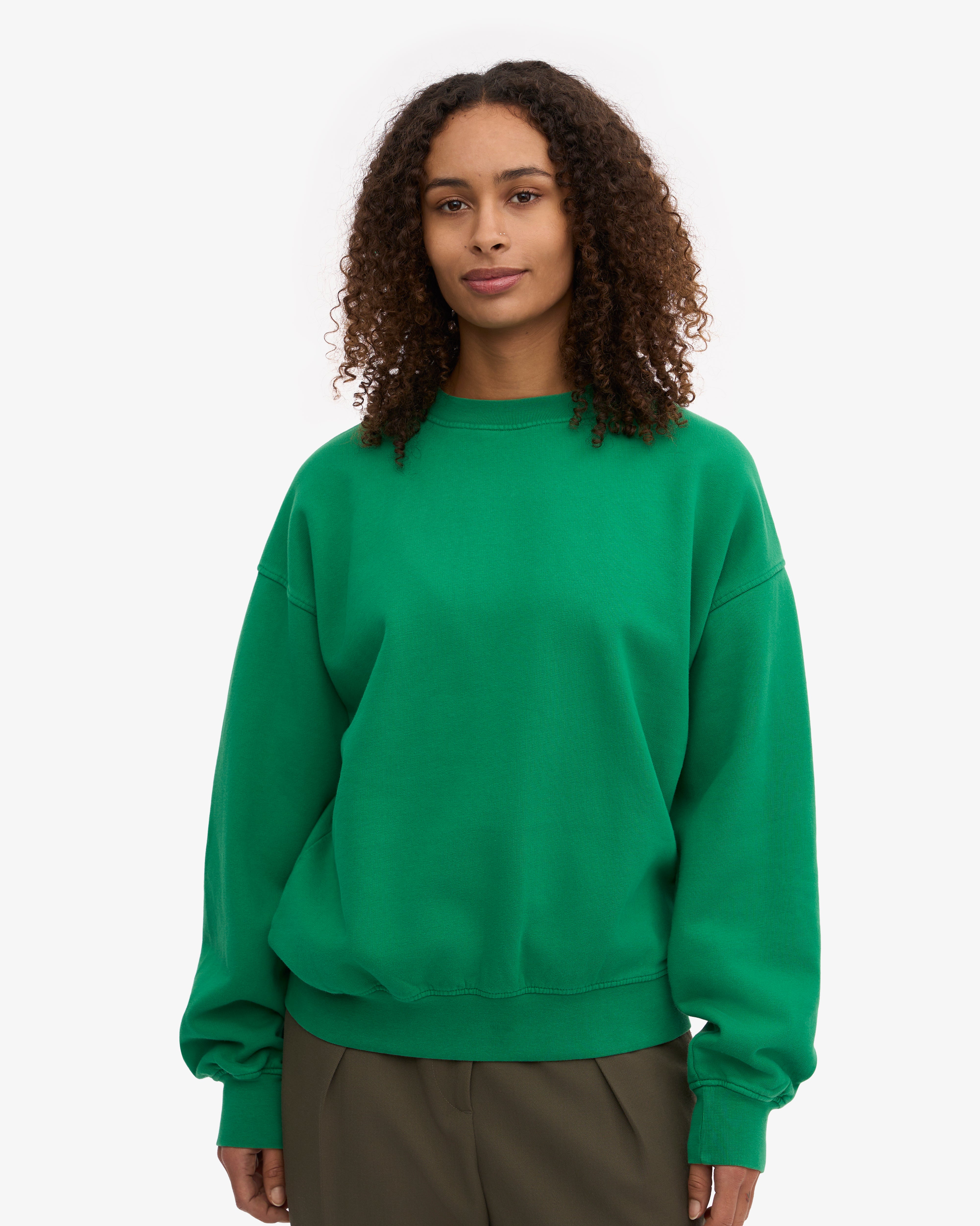 Organic Oversized Crewneck Sweatshirt - Kelly Green - Soft & Comfortable for Women & Men - Perfect for Casual Wear, Loungewear & Street Style