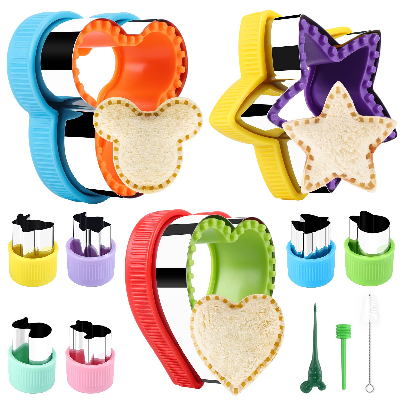 12Pcs Kids Sandwich Cutter & Sealer Set - Fun Vegetable & Fruit Shaped Cookie Cutters for Uncrustables, Bento Box Lunch Making - Perfect for School Lunches, Picnics & Party Snacks