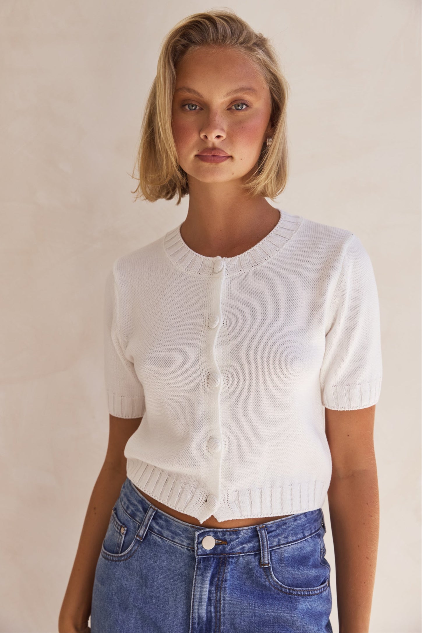 Allie Knit Top Women's Casual White Sweater - Perfect for Office Wear, Date Nights & Fall Layering
