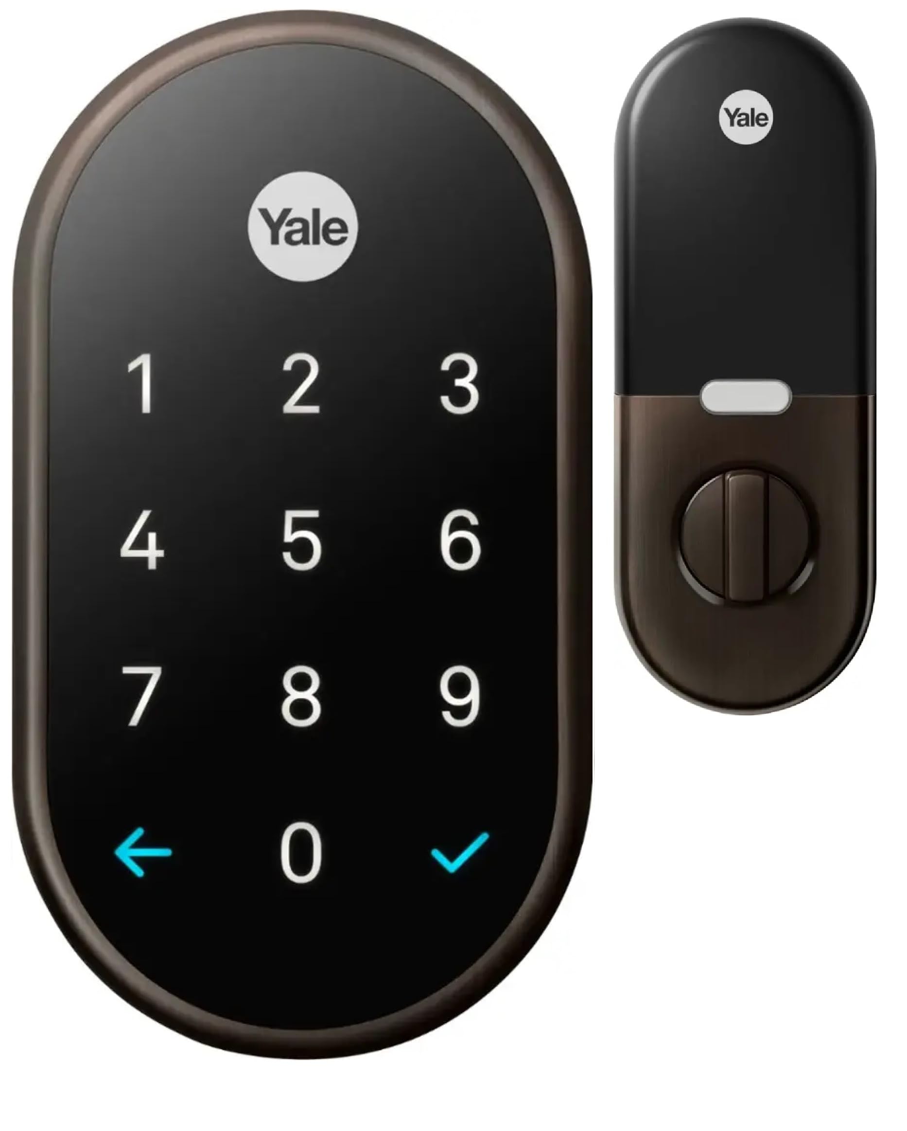 Google Nest x Yale Smart Lock - Keyless Entry Deadbolt with Tamper-Proof Keypad - Oil Rubbed Bronze Finish (Renewed) - Perfect for Home Security & Smart Door Access
