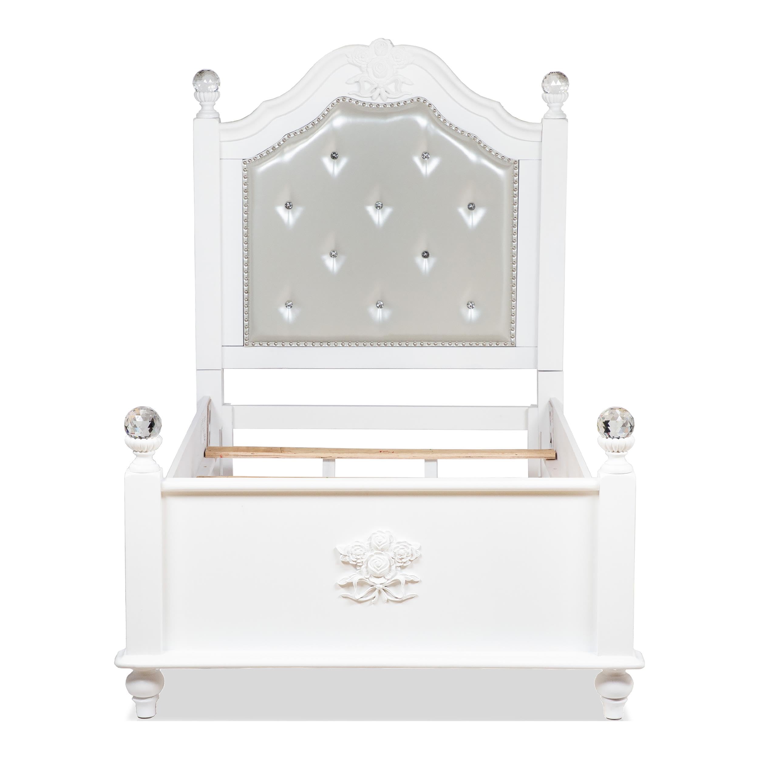 Furniture of America Mondu Traditional Wood Tufted Twin Kids Bed in White - Perfect for Children's Bedroom, Guest Room & Nursery Decor