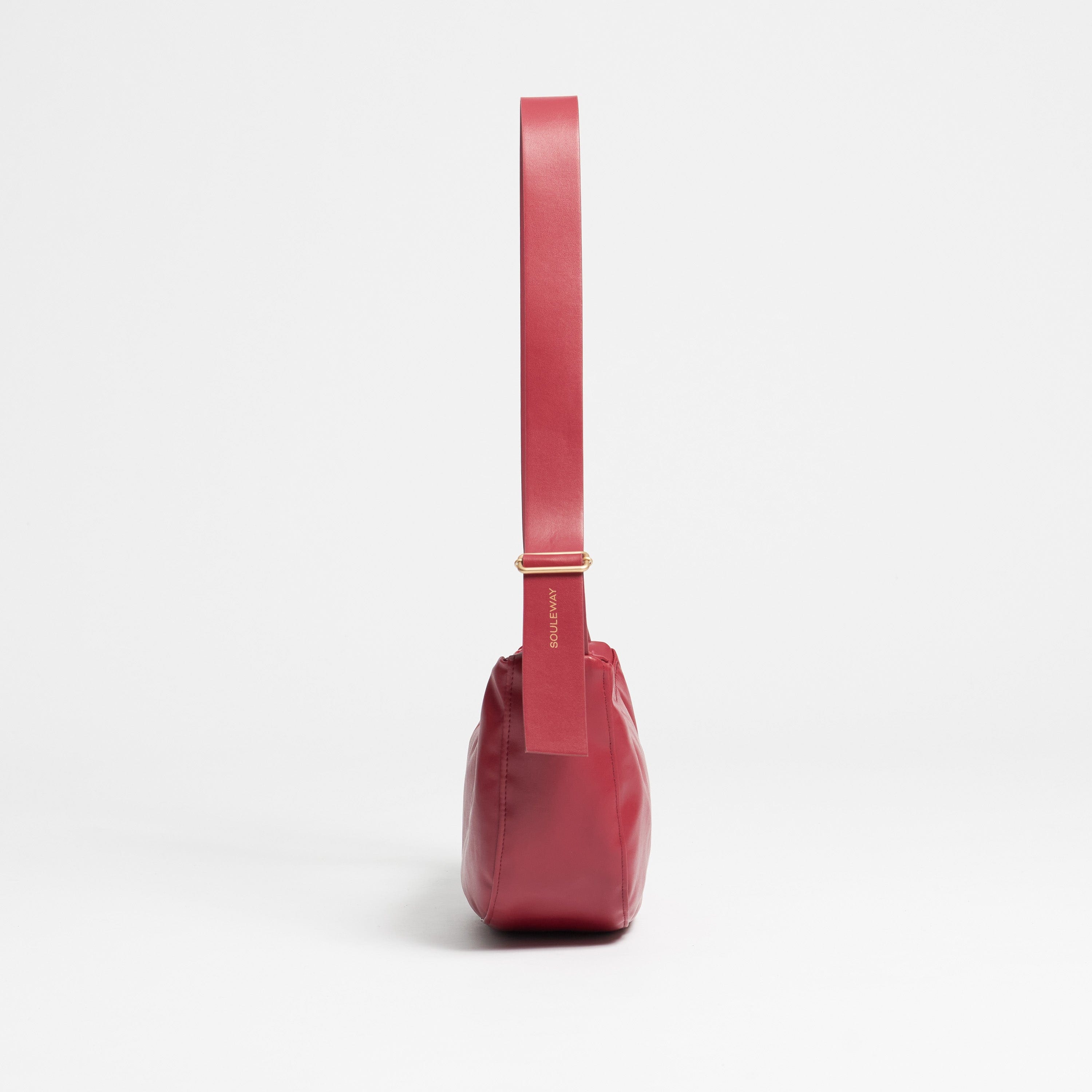 Oleatex Vegan Olive Leather Half Moon Crossbody Bag | Cherry Red | Eco-Friendly Fashion for Women | Perfect for Casual Outings & Evening Events