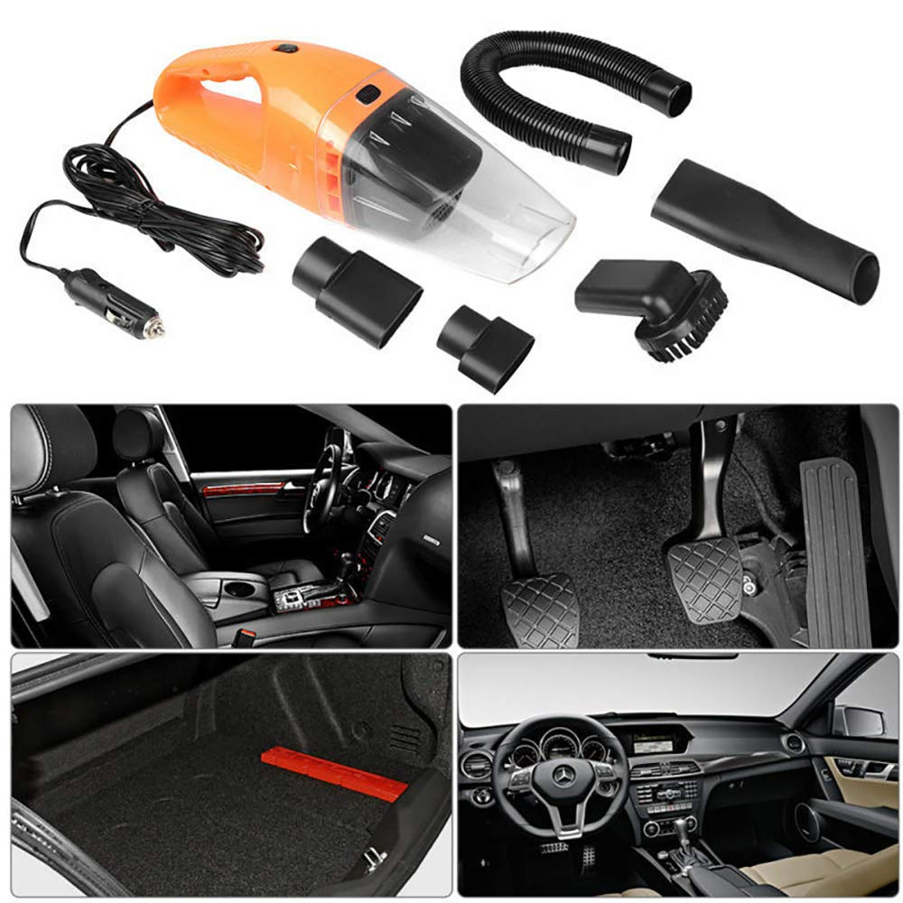 MASO 120W Handheld Vacuum Cleaner - Portable Wet/Dry Dust Cleaner for Car, Home & Vehicle (Orange) | Compact Car Vacuum for Pet Hair, Crumbs & Spills
