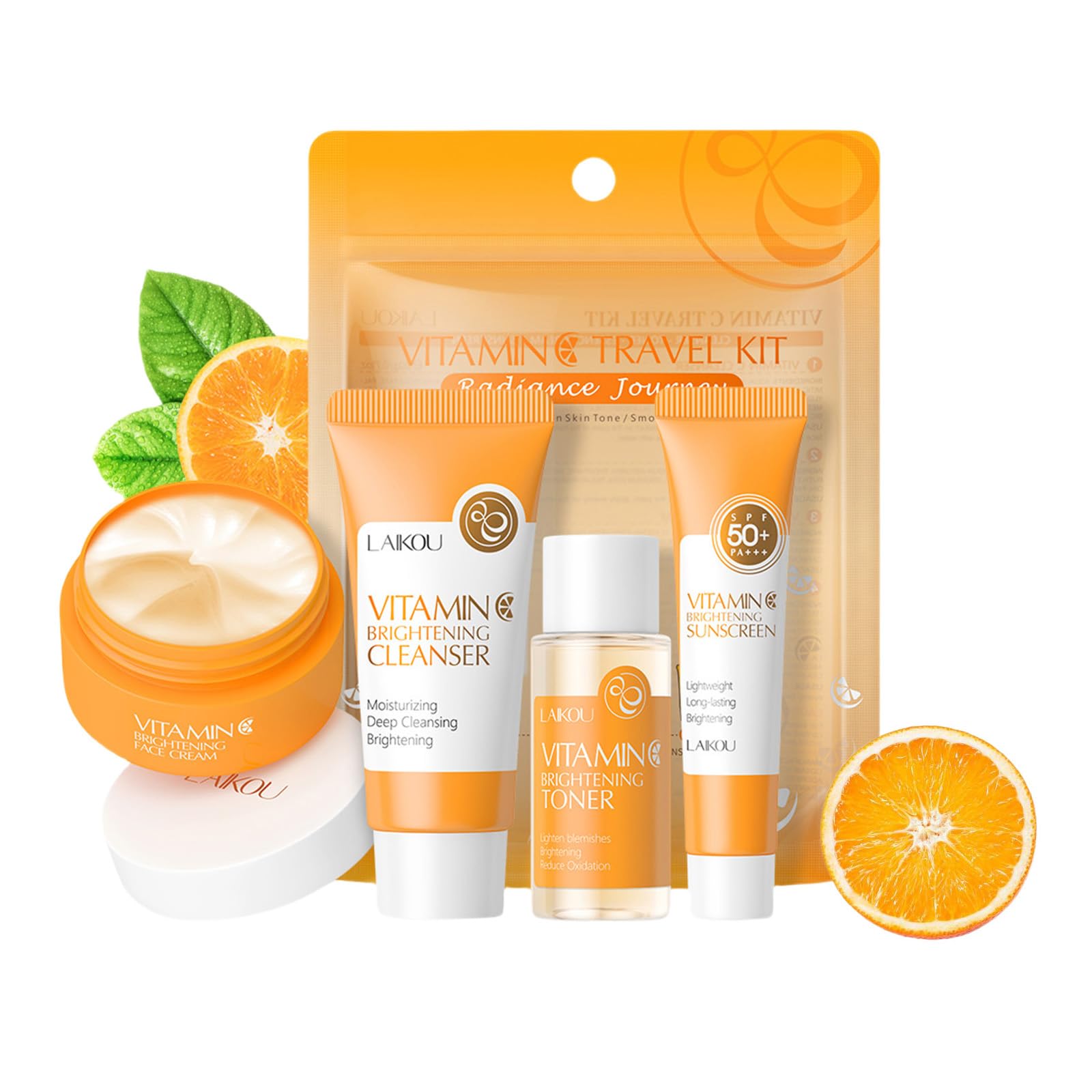 Vitamin C Skincare Set - Hydrating 4-Piece Kit for Teens | Reduces Wrinkles & Fine Lines | Travel & Daily Use