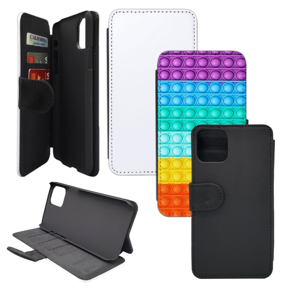 5 Pack Sublimation Wallet Flip Phone Case for Apple iPhone 12 Pro MAX (6.7 Inch) - Blank Printable Phone Cover with 3 Credit Card Slots | Perfect for DIY Customization, Gift Giving & Everyday Use