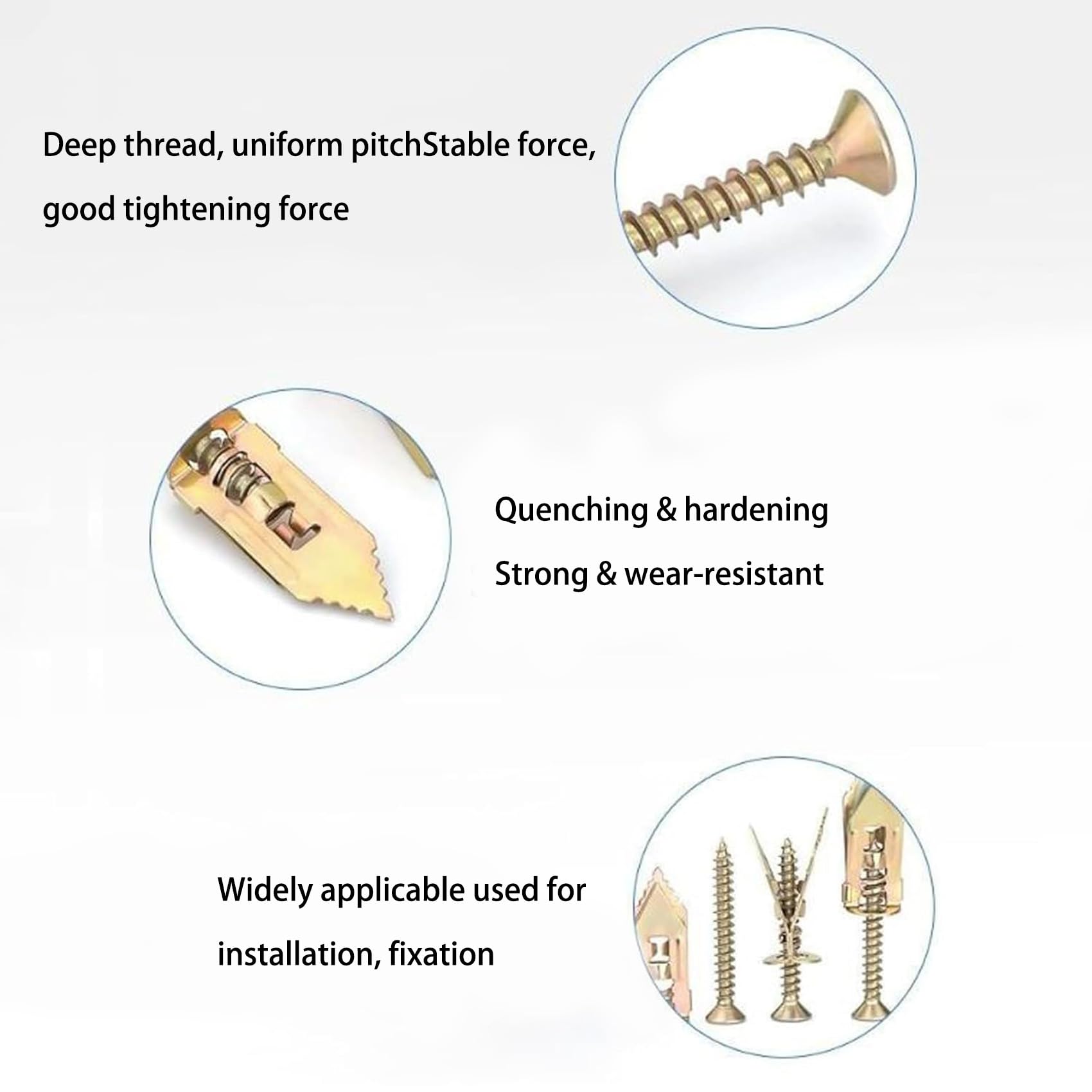 Meonsopoli Self-Drilling Drywall Anchor Screws - 20pcs (0.47x1.38in) No Drill Needed Wall Anchors for Hanging Pictures, Shelves & Decor - 2024 New Easy Installation Wall Mounting Solution