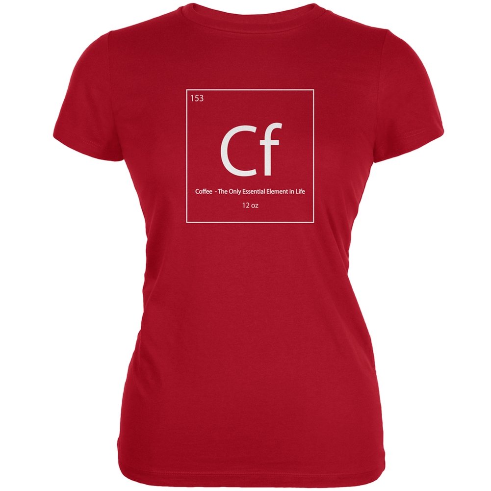 Periodic Table of Coffee Elements Red Juniors Soft T-Shirt - Fun Science Gift for Coffee Lovers, Students & Teachers - Perfect for School, Work & Casual Wear