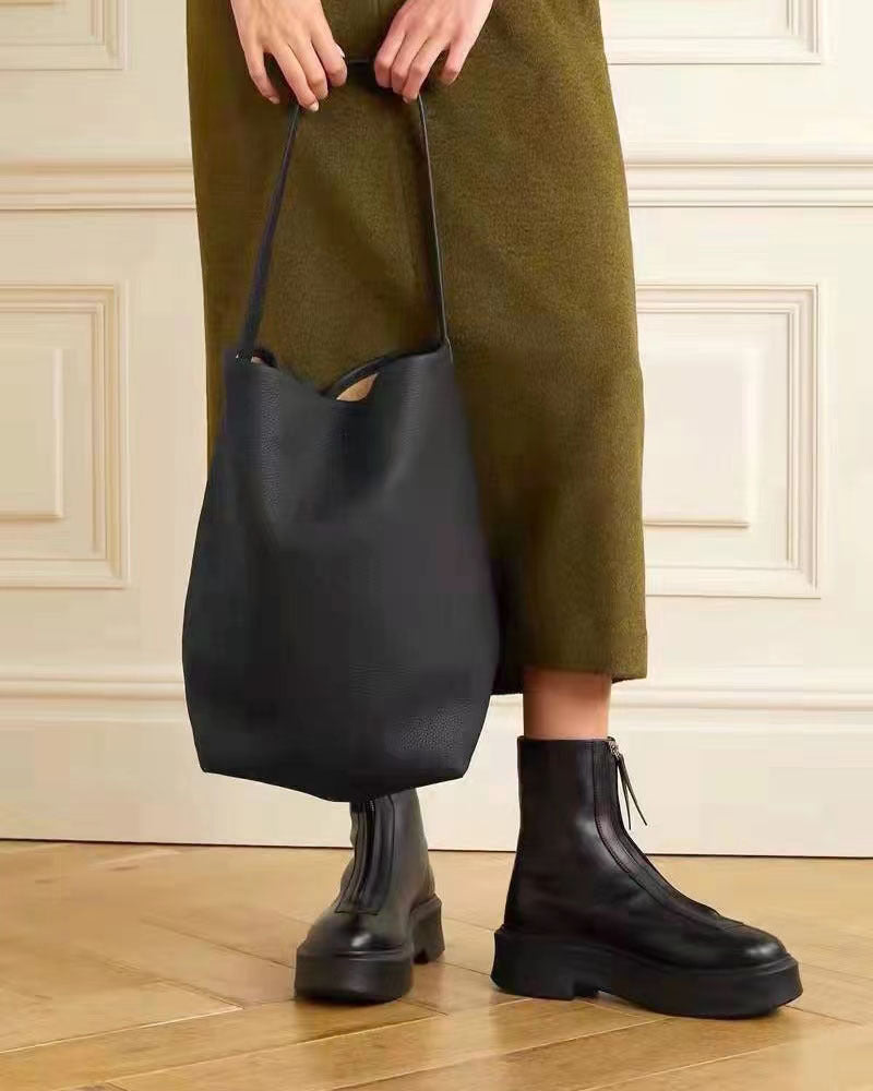 Stylish Leather Bucket Tote Bag for Women - Fashionable Handbag with Adjustable Strap - Perfect for Work, Travel & Everyday Use