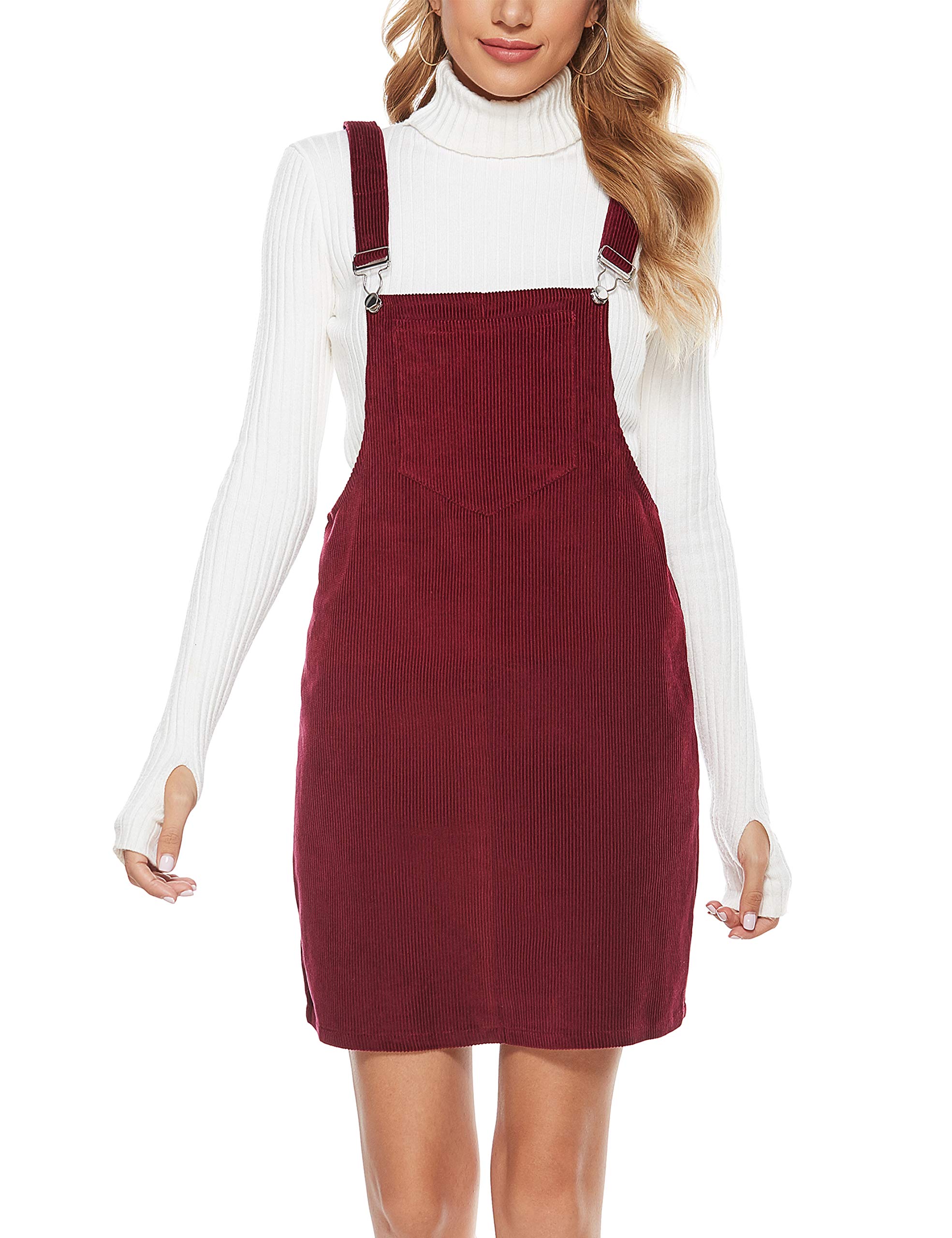 Tanming Women's Corduroy A-Line Jumper Pinafore Dress - Cute Mini Skirt Overall for Casual Outfits & Fall Fashion | Perfect for Date Nights, Workwear, and Weekend Brunch