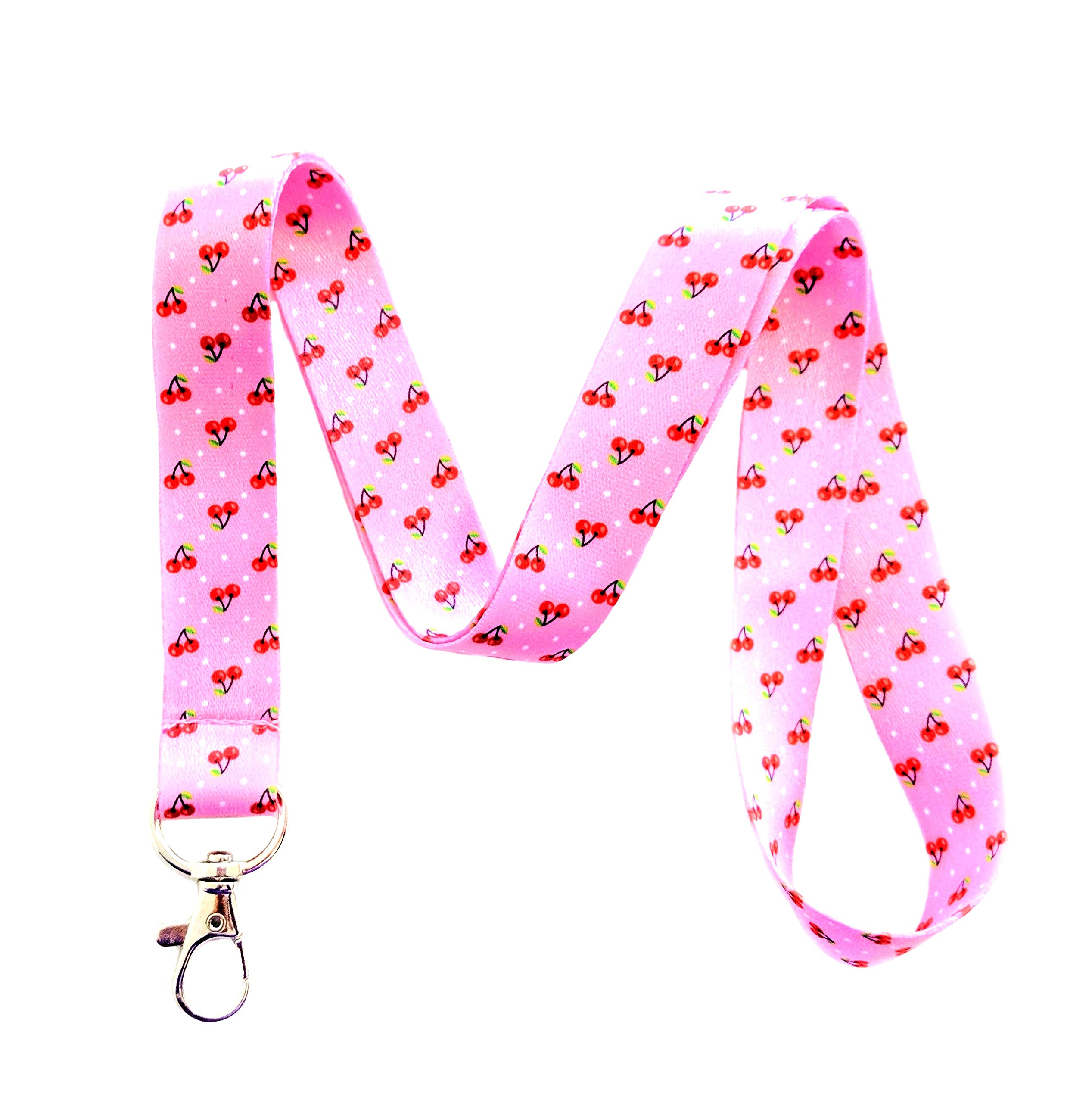 Cherry Print Lanyard Keychain - ID Badge Holder for Work, School & Events - Durable & Stylish Neck Strap for Keys, Cards & Name Tags