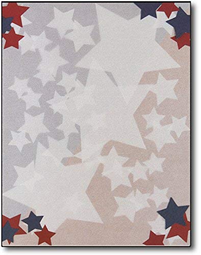 Patriotic Stars Letterhead Paper - 80 Sheets Premium Quality for Office, School & Home Use - Perfect for Business Correspondence, Invitations & Creative Projects