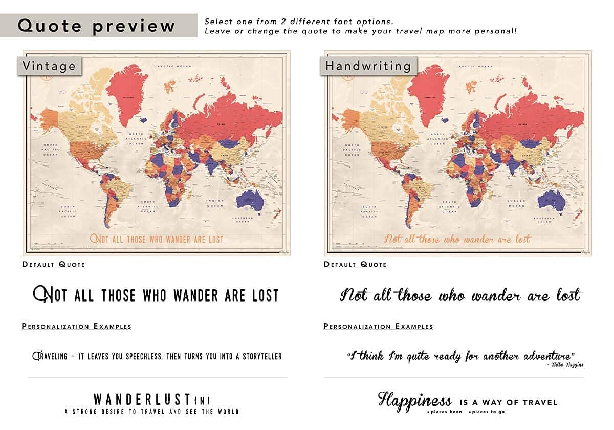 Personalized World Map Push Pin Board - 40