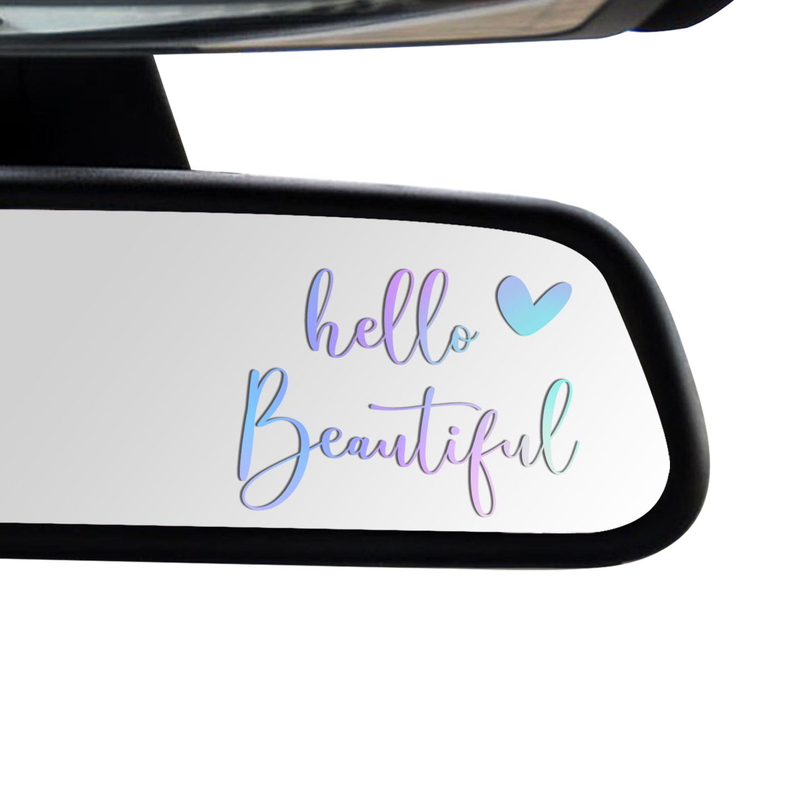 3 Pack Hello Beautiful Car Mirror Decals - Holographic Vinyl Stickers for Rearview Mirror, Windows, Tumblers & Water Bottles - Motivational Affirmation Decals for Women - Perfect for Car Accessories, Office Decor & Gift Giving