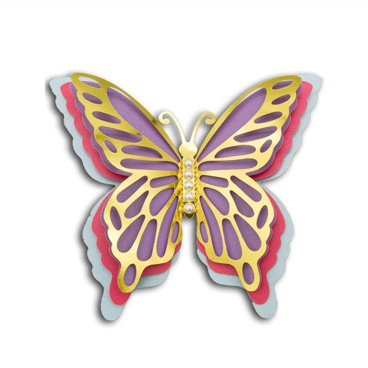3D Four-Layer Hollow Butterfly Wall Stickers - Elegant Wedding & Home Decor, DIY Wallpaper Pearl Paper Butterflies for Room, Party & Festival Decoration (Pattern 2 Large) - Perfect for Bedroom, Living Room & Event Backdrops