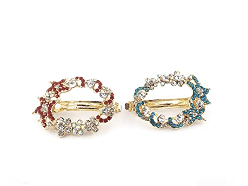 Dhavesai M.B.Z Multi-Design Hair Clips for Women & Girls - Small Size Hair Accessories Set of 2 (Assorted Colors & Patterns) - Perfect for School, Parties & Everyday Styling