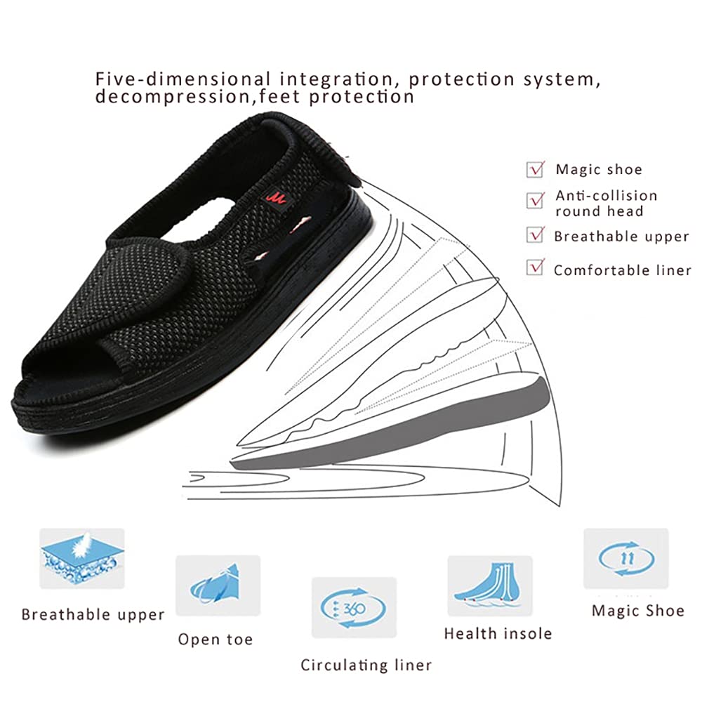 Women's Wide Width Diabetic Shoes - Adjustable Orthopedic Open Toe Slippers for Walking with Arthritis & Edema Relief | Comfortable Footwear for Swollen Feet & Diabetic Care