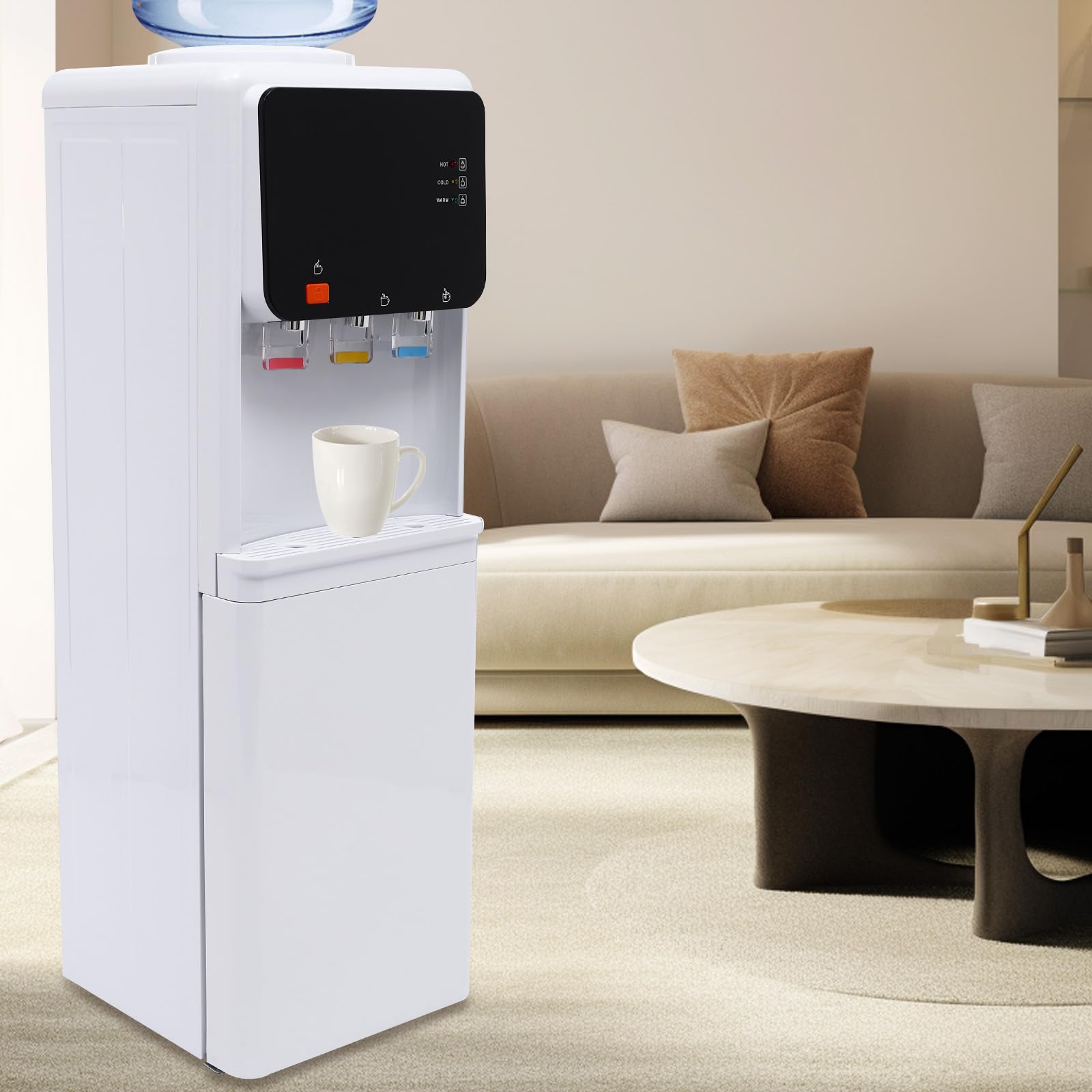 500W Top Loading Water Dispenser with Hot & Cold Water - 5 Gallon Standing Water Cooler for Office, Home & Apartment | Compact Rectangular Design for Countertops & Small Spaces
