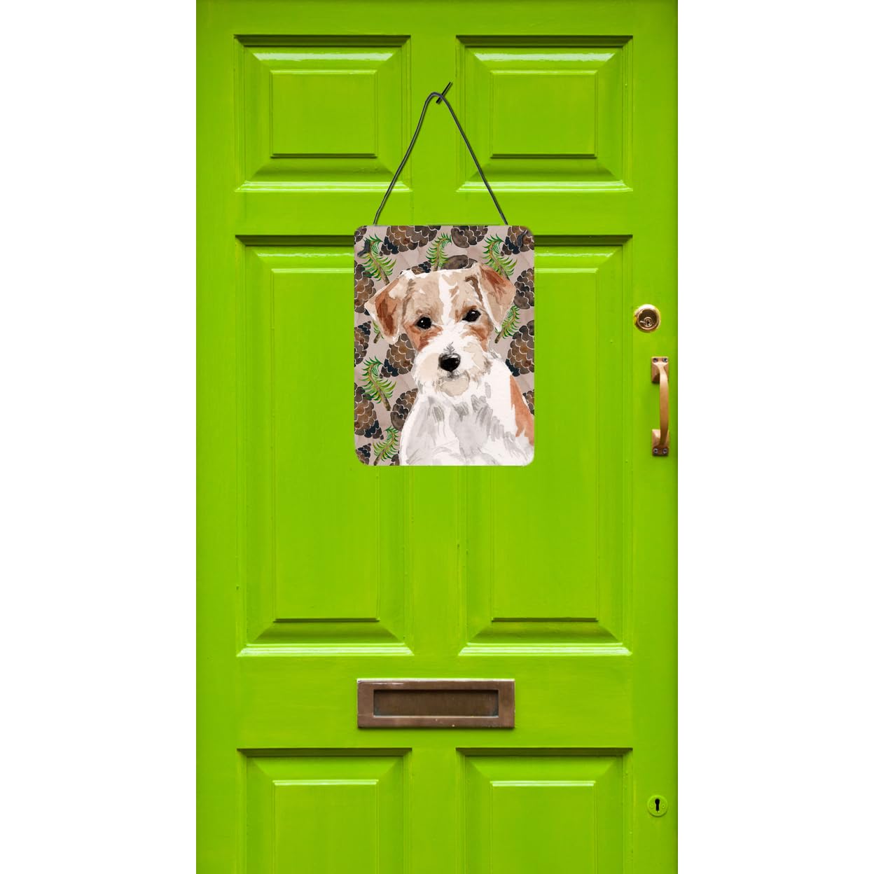 Caroline's Treasures BB9578DS1216 Wire Hair Jack Russell Pine Cones Metal Wall Art - 12x16 Inch Rustic Home Decor Sign for Kitchen, Bar, Bathroom, Front Door - Perfect for Farmhouse, Cabin & Country Style Decorating