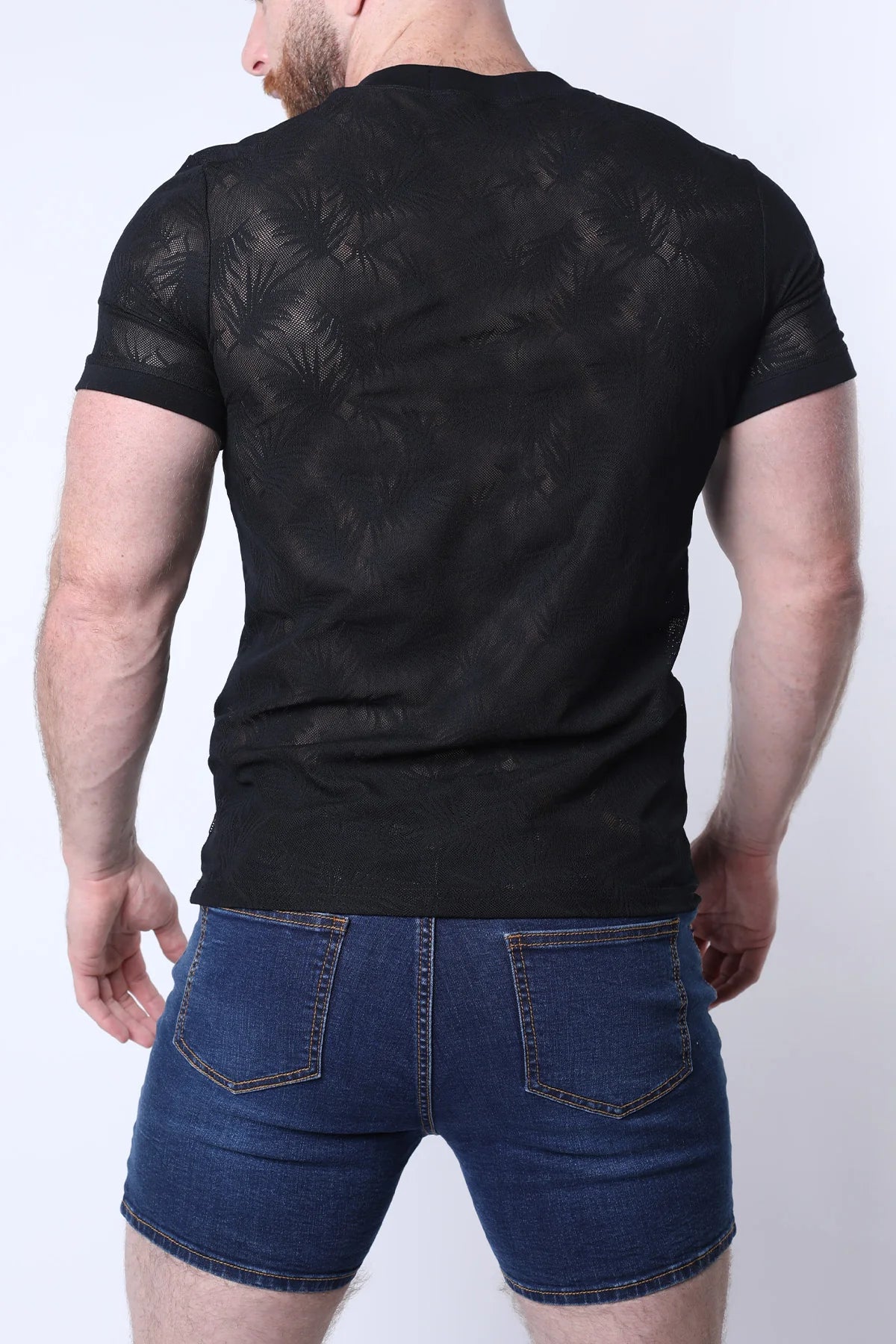 Timoteo Amalfi Black Mesh T-Shirt for Men - Breathable & Stylish Casual Wear for Summer, Gym, and Outdoor Activities