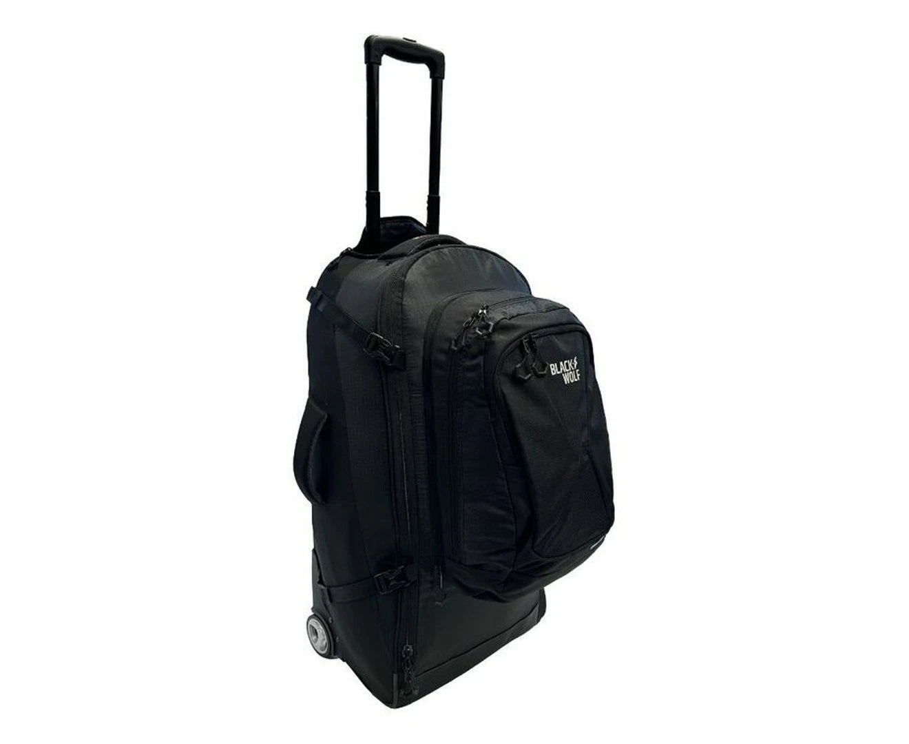 Black Wolf 85L (+20L) Grand Tour II Wheeled Duffel Bag with Backpack Straps - Deep Well - Perfect for Travel, Camping & Outdoor Adventures