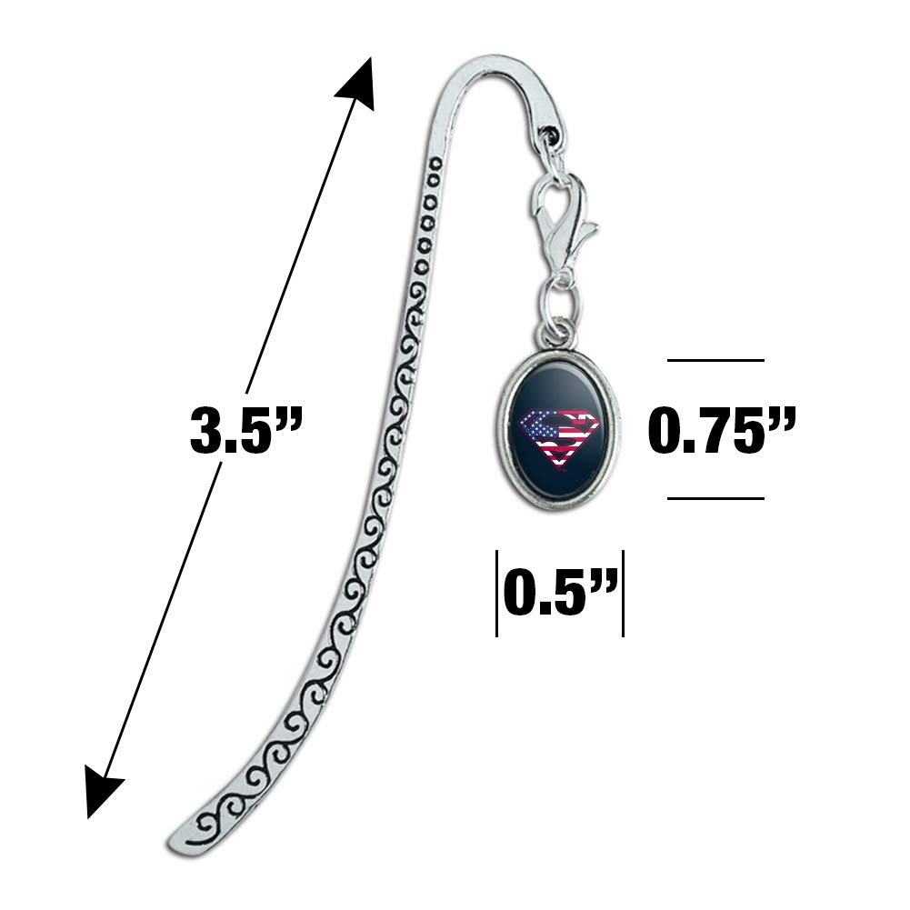 Superman USA American Flag Shield Logo Metal Bookmark - Oval Charm Page Marker for Books, Comics & Gifts - Perfect for Reading, Collecting & Superhero Fans