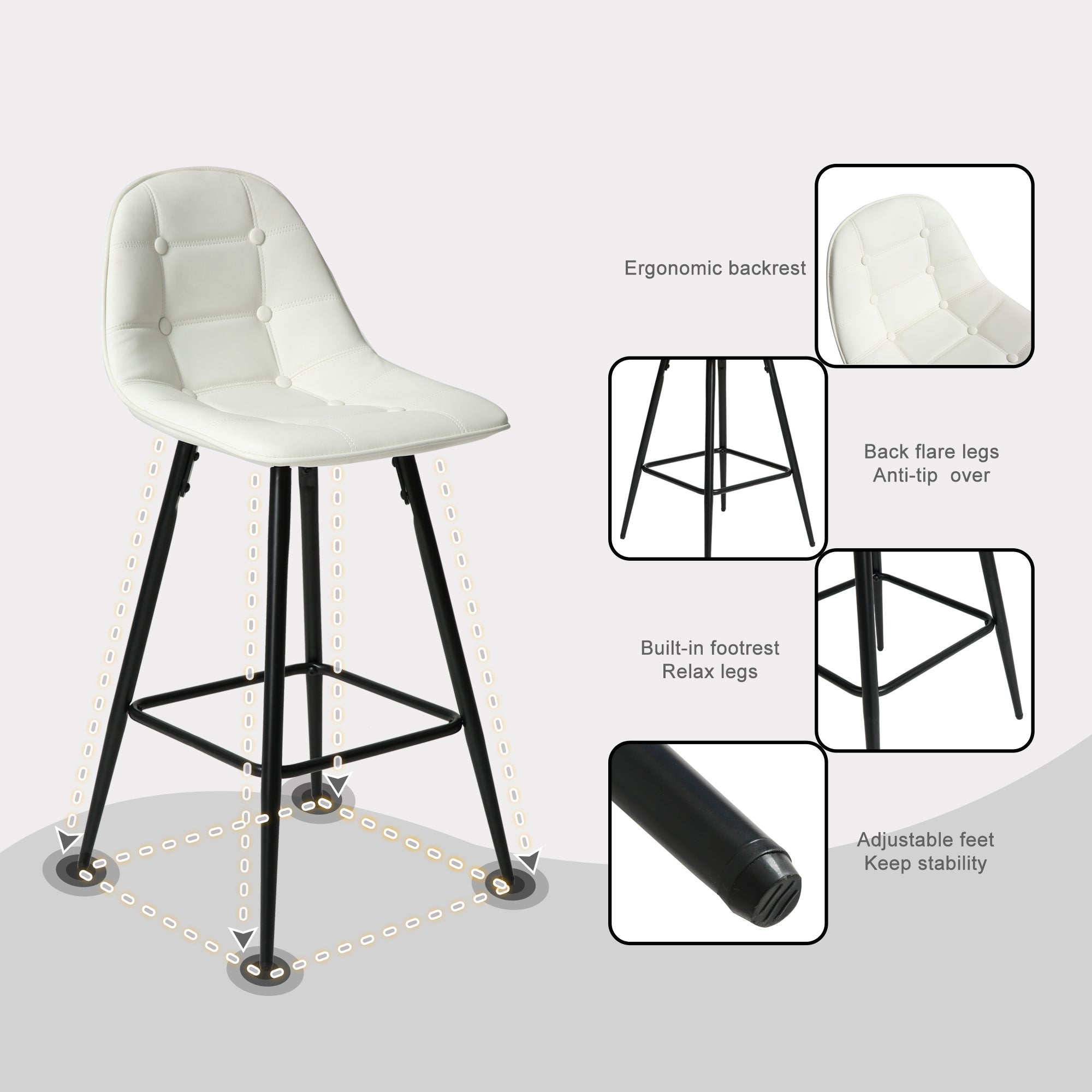 Modern Metal Counter Stools Set of 2 - 25.5
