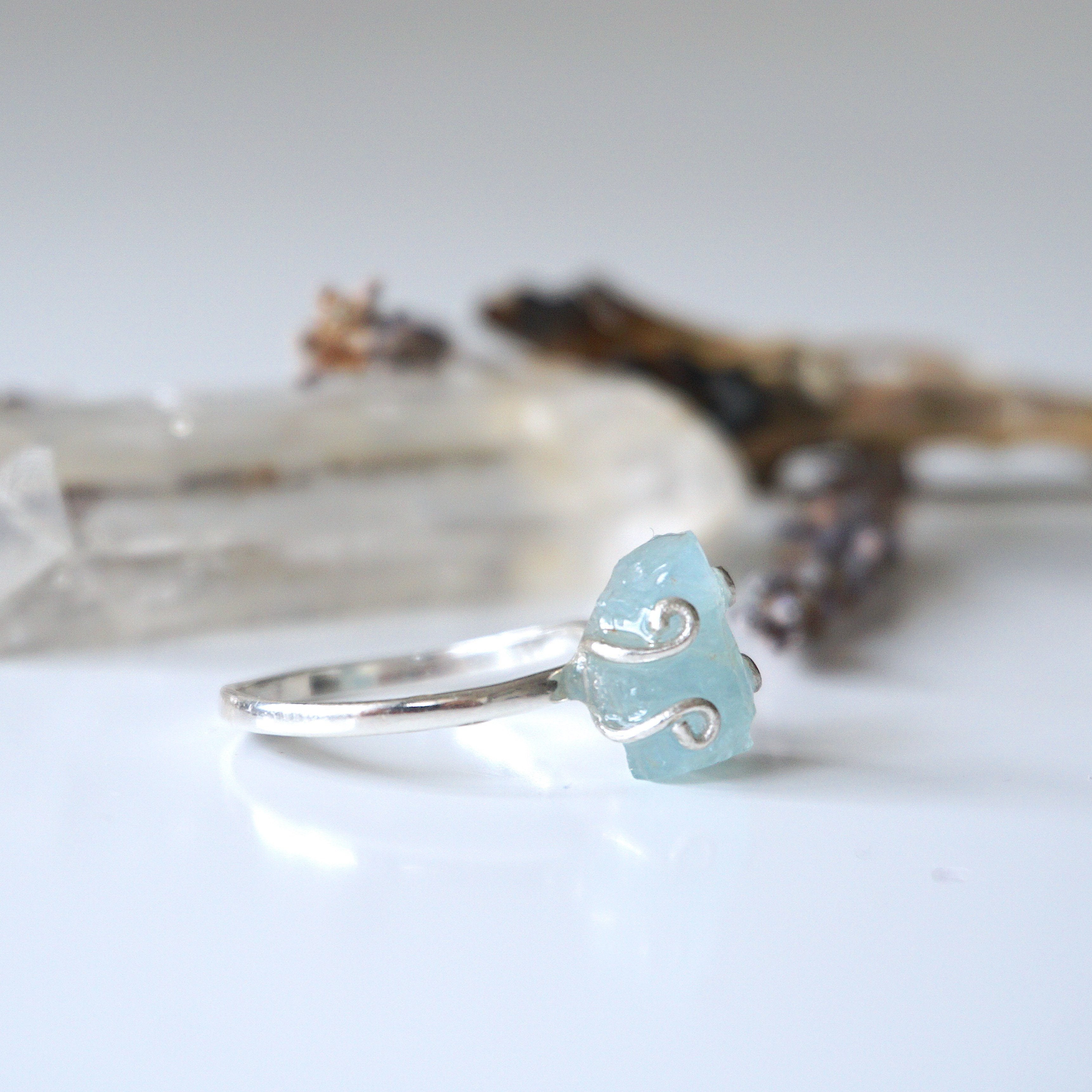 Elegant Aquamarine Adjustable Ring - Sterling Silver Jewelry for Women - Perfect for Weddings, Parties & Everyday Wear