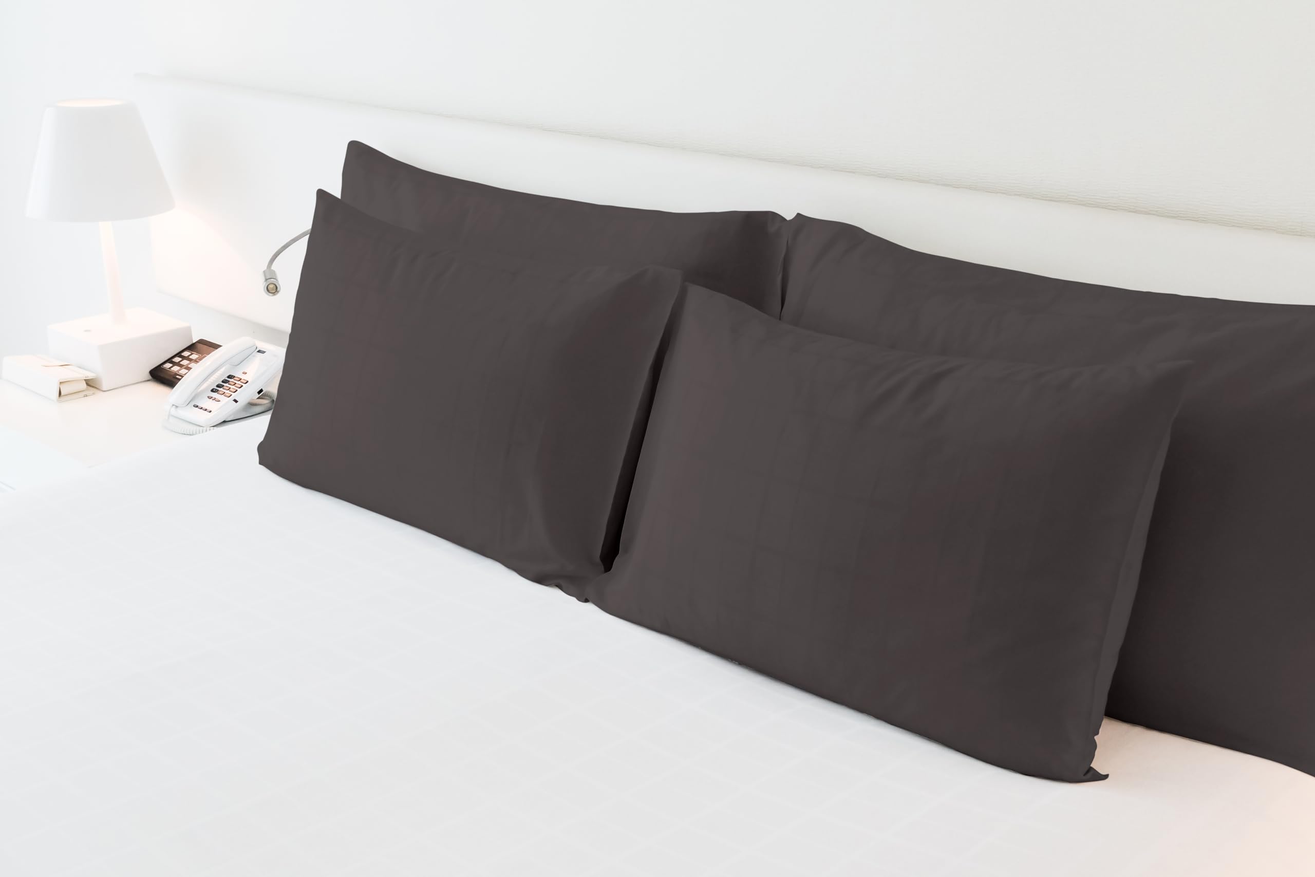 Premium 100% Natural Cotton Queen Pillowcase Set of 2 - 600 Thread Count Soft Grey Pillow Covers (20