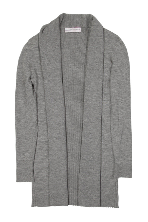 Lauren Long Silk & Cashmere Cardigan for Women - Soft Grey Knit Sweater for Work, Travel & Casual Wear