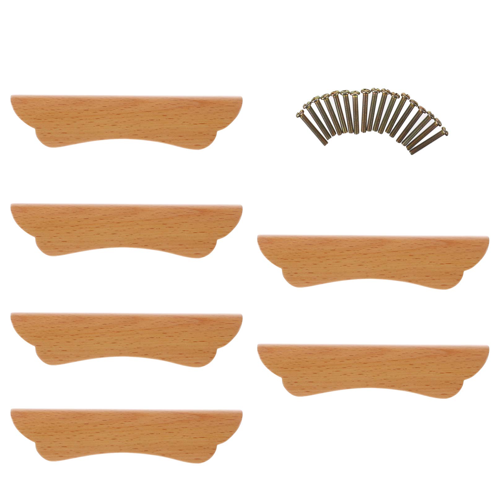DOITOOL 6Pcs Wooden Cabinet Handles - Vintage Drawer Knobs Pulls with 12 Screws - Furniture Hardware for Wardrobe, Cupboard, Closet & Drawer - Perfect for Home, Office & DIY Furniture Upgrade