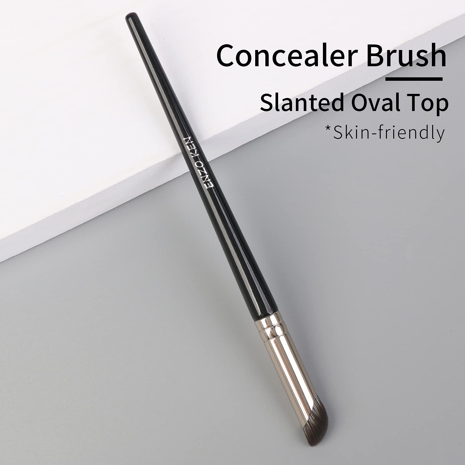 Professional Small Angled Concealer Brush for Nose Contour & Under Eye Makeup - Black (8M01) | Perfect for Precise Highlighting, Blending & Touch-Ups