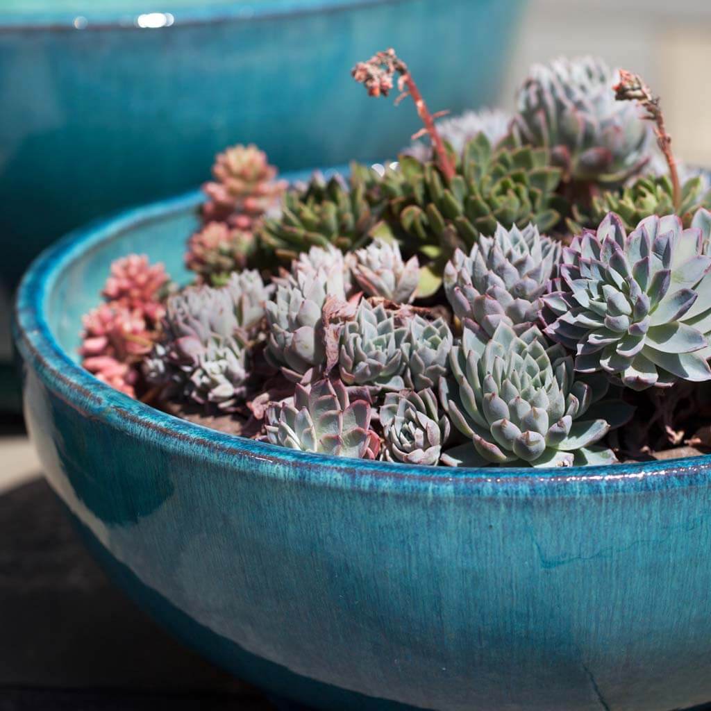 Campania International Yuma Bowl Set of 3 - Aqua Blue Ceramic Serving Bowls for Salads, Soups & Desserts | Perfect for Dining, Entertaining & Home Decor