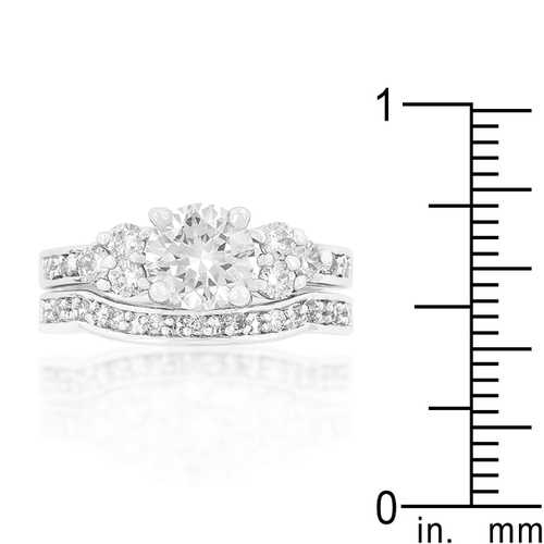 Exquisite Triple Stone Engagement Ring Set - 14K White Gold Diamond Wedding Band for Women - Perfect for Proposals, Anniversaries & Bridal Jewelry