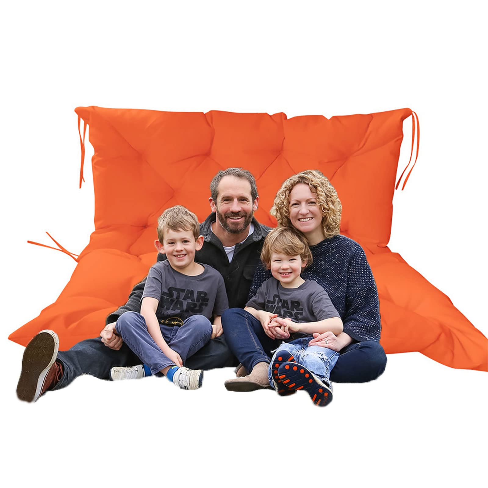 Waterproof Outdoor Swing Cushion Replacement - 2/3 Seater Garden Bench Cushion with Backrest (59x39x4 Inches, Orange) - Perfect for Patio, Porch & Backyard Relaxation
