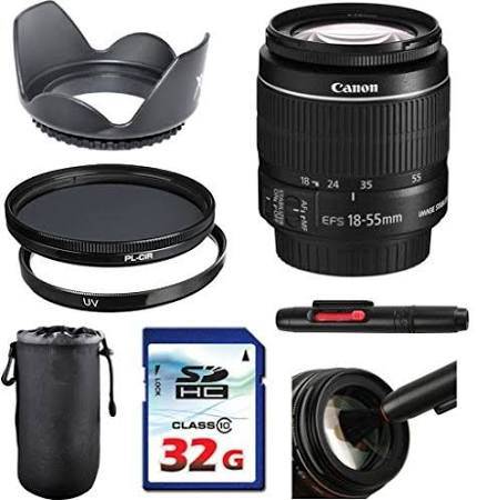 Canon EF-S 18-55mm f/3.5-5.6 IS II Lens Kit with UV Filter, Polarizer Filter, 2-in-1 Cleaning Pen & 32GB SD Card - Perfect for DSLR Photography, Travel & Everyday Shooting