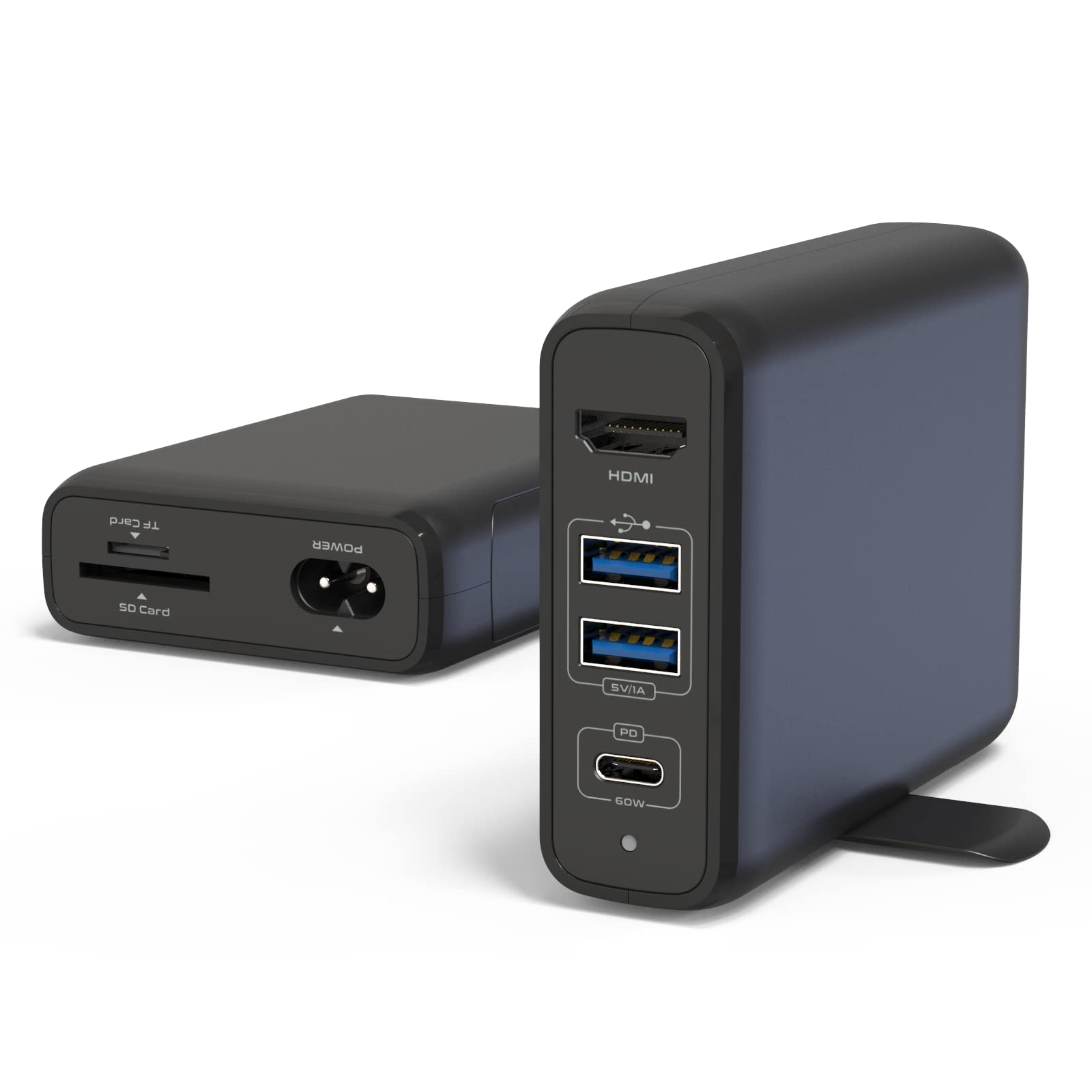 65W USB C Hub Charger with 6-in-1 Docking Station, HDMI 4K, SD/TF Card Reader, PD 3.0 Fast Charging, 2 USB-A Ports - Rotating Stand for MacBook Pro/Air, iPad, Dell XPS - Perfect for Home Office & Travel
