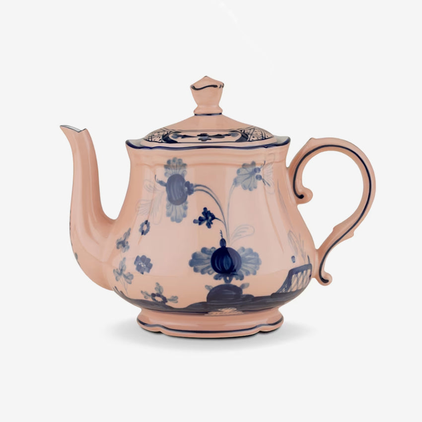 Ginori 1735 Oriente Italiano Porcelain Teapot with Lid - Elegant Floral Design Italian Tea Set for Afternoon Tea & Home Decor