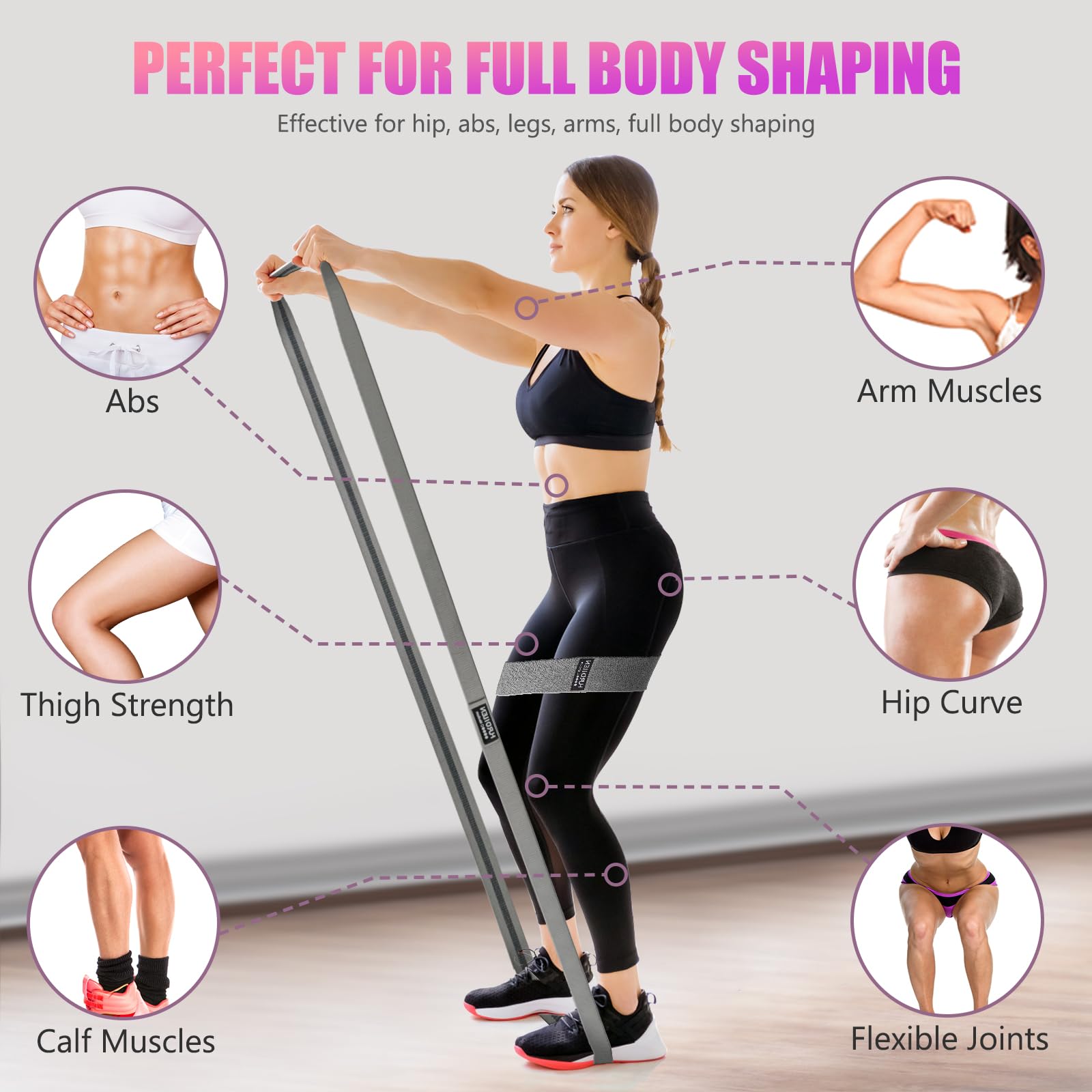 Premium Resistance Bands Set - 3 Pull Up & 3 Assistance Bands with Door Anchor for Legs, Glutes & Hip Workouts - Durable Fabric Loop Exercise Bands for Gym, Home & Office - Perfect for Strength Training, Physical Therapy & Full-Body Fitness