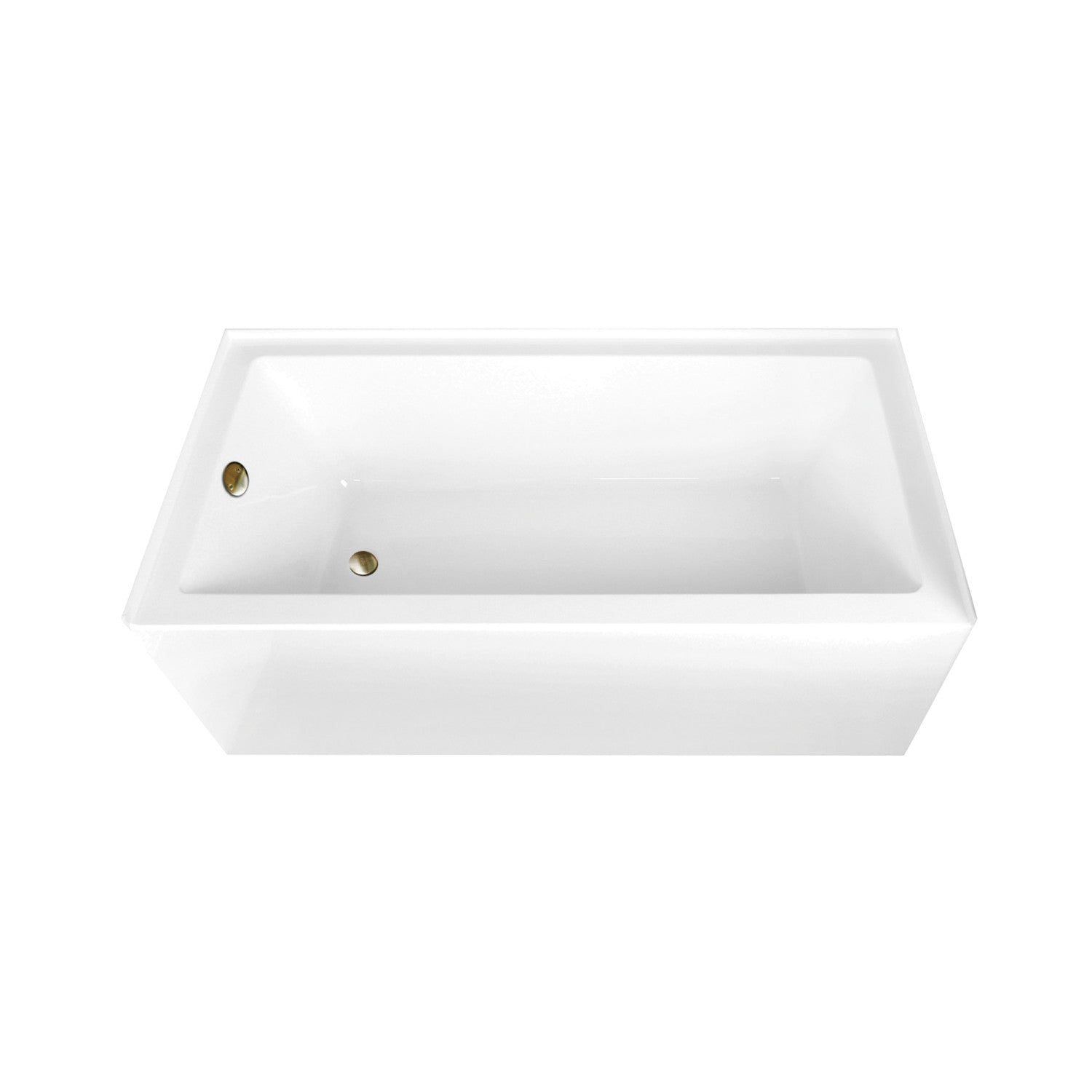 Aqua Eden 66 Inch Acrylic Rectangular 3-Wall Alcove Bathtub Combo with Waste & Overflow Drain - Glossy White/Antique Brass Finish (Left Hand Drain) | Perfect for Modern Bathroom Renovations & Spa-Like Retreats