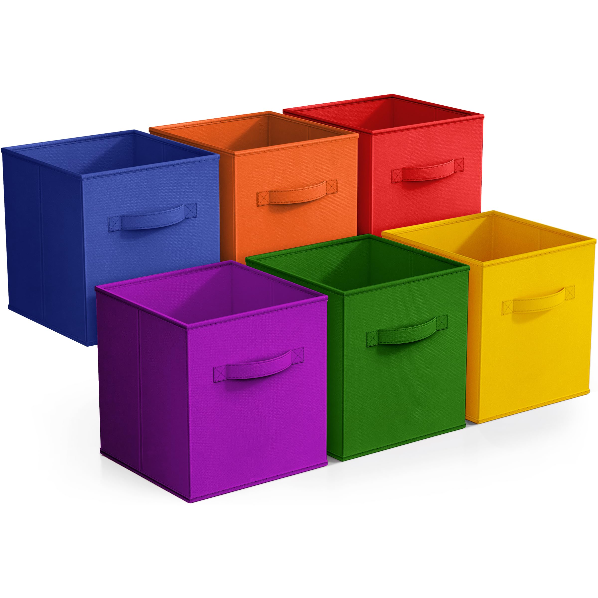 Sorbus 6-Pack Fabric Storage Cubes - Foldable Closet Organizer Bins for Pantry, Shelves, Toys & Clothes - 11 Inch Collapsible Cube Baskets with Handles | Perfect for Bedroom, Nursery & Home Organization