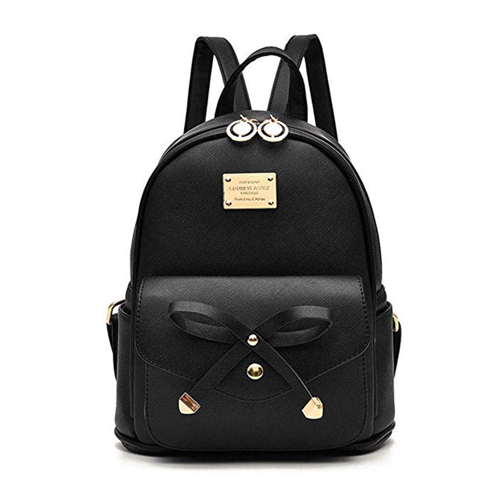 **Cute Mini Backpack for Girls & Teens - Stylish Bowknot Leather Purse (Black) - Perfect for School, Travel & Everyday Use**
