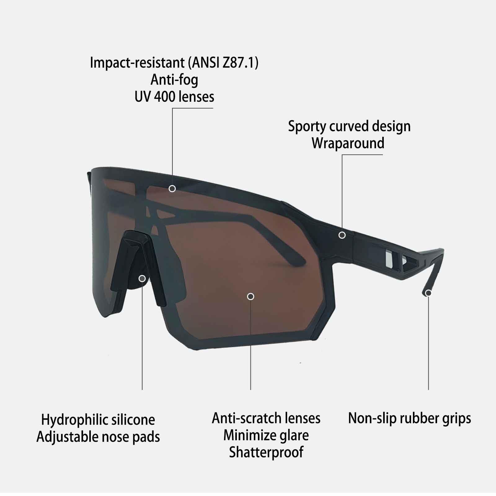 Best Running Sunglasses for Women & Men - UV Protection Sports Sunglasses for Pickleball, Baseball, Softball, Cycling & Fishing - Lightweight & Anti-Fog for Outdoor Activities & Athletic Performance