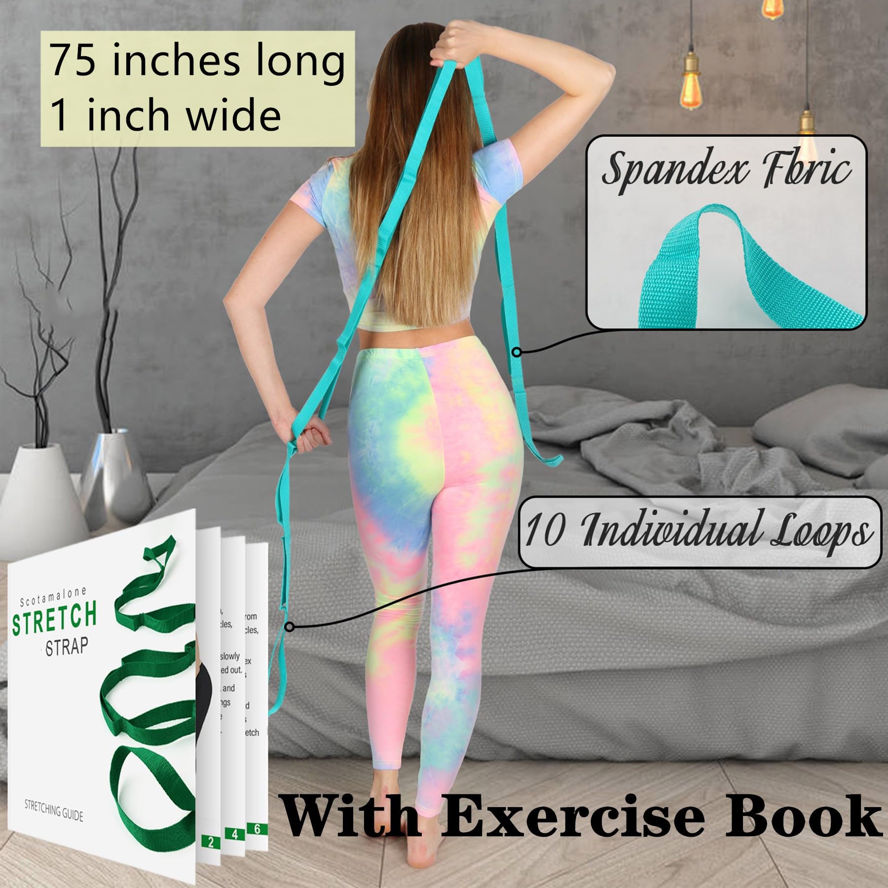 Premium Non-Elastic Yoga Stretching Strap with 10 Loops - Physical Therapy & Home Workout Equipment for Pilates, Gymnastics & Flexibility Training | Ideal for Men & Women | Perfect for Yoga Studios, Home Gym & Rehabilitation Centers
