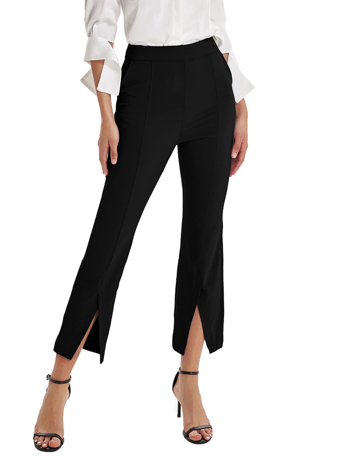 GRACE KARIN Women's High Waisted Dress Pants - Business Casual Work Office Pants with Pockets & Split Front Design | Perfect for Professional Attire, Business Meetings & Office Wear
