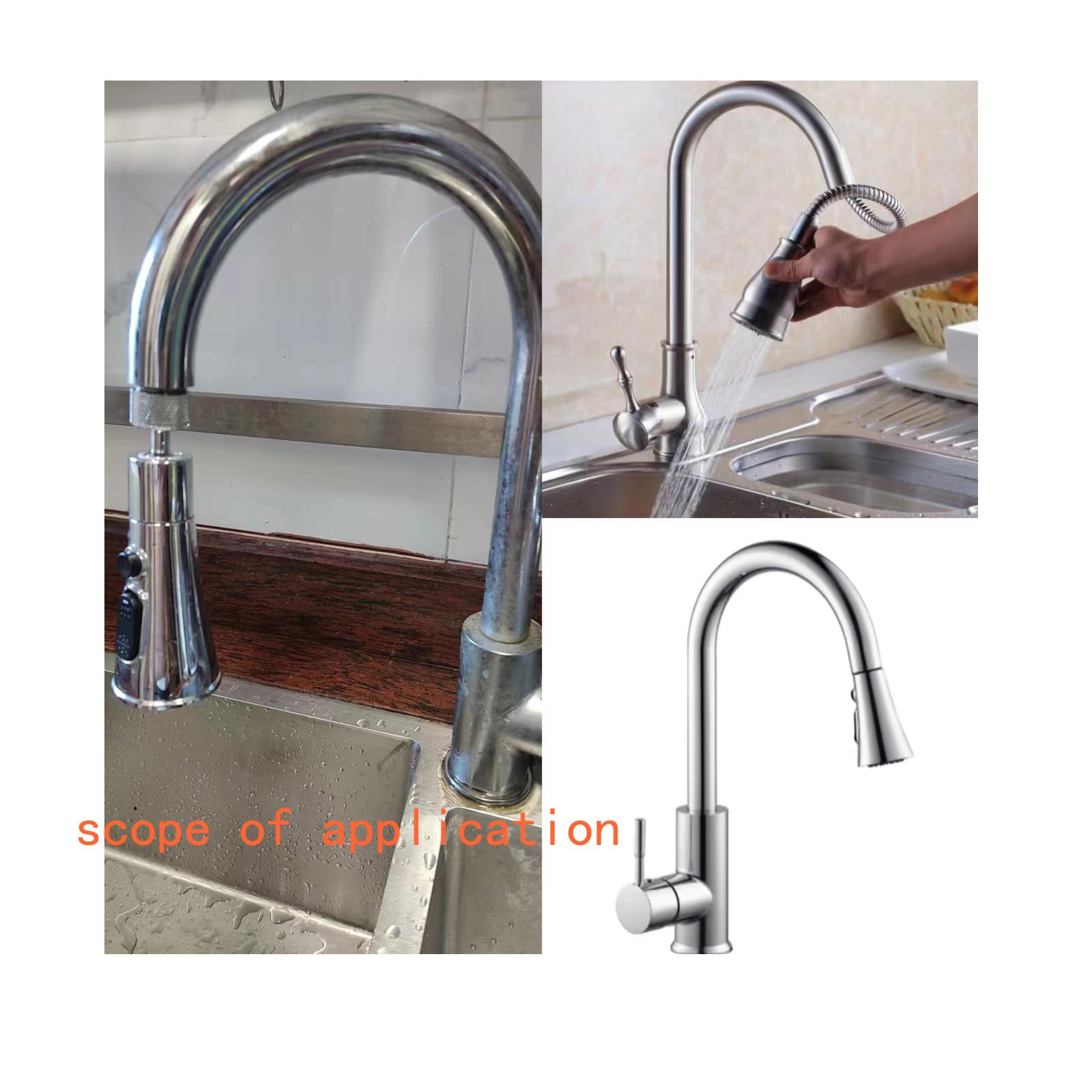 High Pressure Kitchen Faucet Sprayer - Chrome Pull Down Spray Head with Hose for Sink, Handheld Nozzle for Easy Cleaning | Perfect for Washing Dishes, Fruits & Vegetables, and Filling Pots